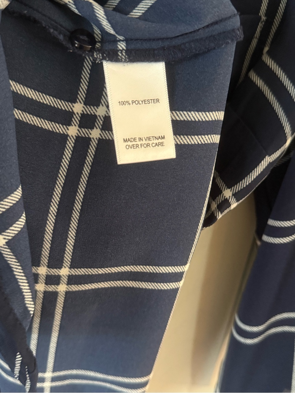 Fortune + Ivy Navy Windowpane Plaid Button Front Blouse Top Size Large - Picture 8 of 12
